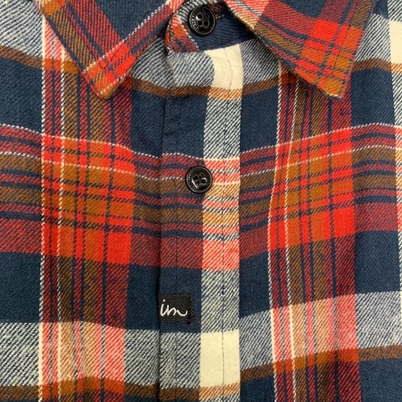IM Imperial Motion 100% Cotton Red‎ Plaid Flannel Button Down Sz M - Picture 4 of 9